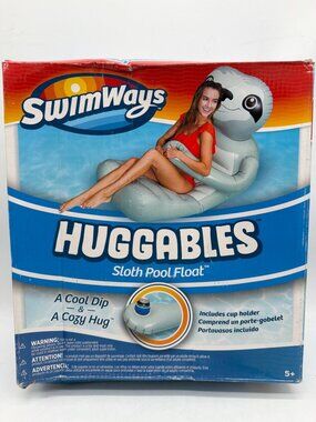 SwimWays Huggables Sloth Pool Float With Cup Holder 50"x36" For Ages 5+